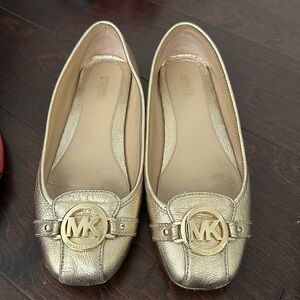 Michael Kors Fulton Shiny Metallic Faux Leather Moccasin Loafer Flat, Gold